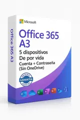 Office 365 A3 5 dispositivos De por vida Cuenta + Contraseña sin onedrive