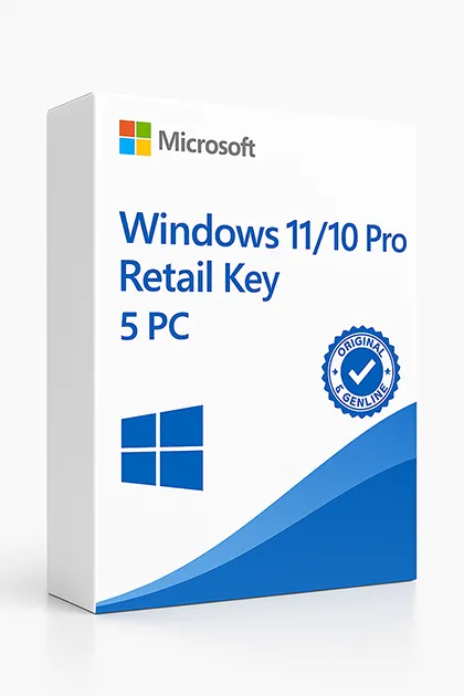 Windows 11/10 Pro Retail Key 5 PC
