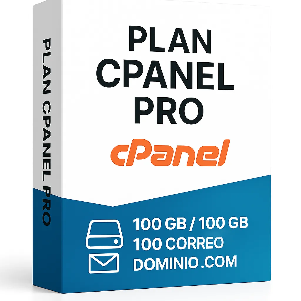 Plan CPanel PRO – 50 GB / 100 Correos / Dominio .com